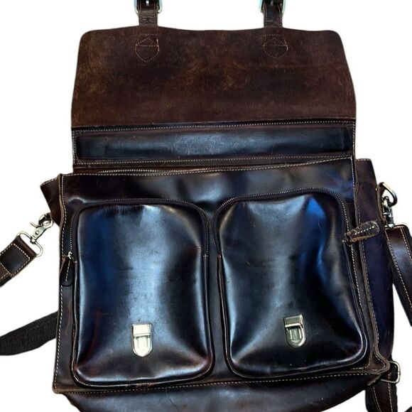 Kattee Brown Leather Briefcase - Picture 6 of 9